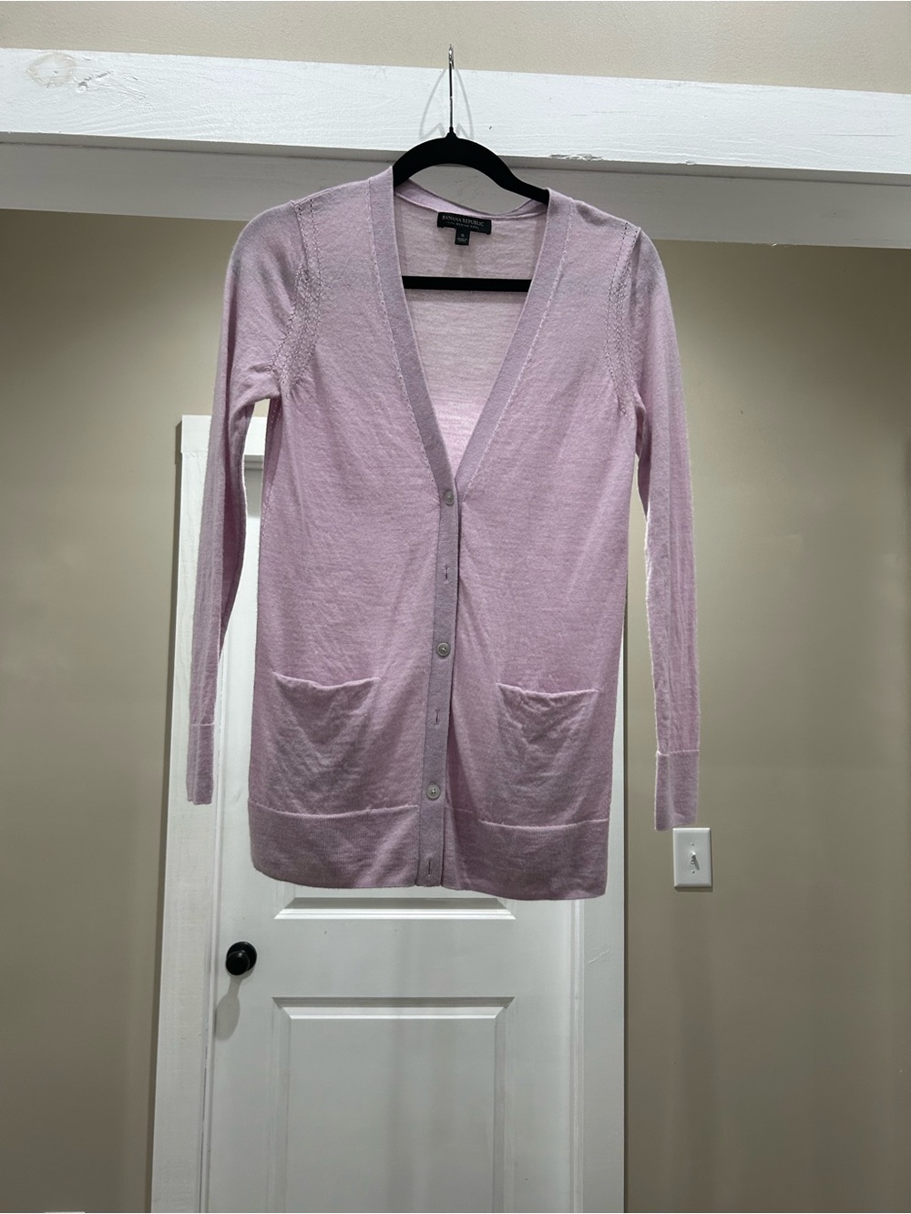Banana Republic Light Pink V-Neck Long Cardigan